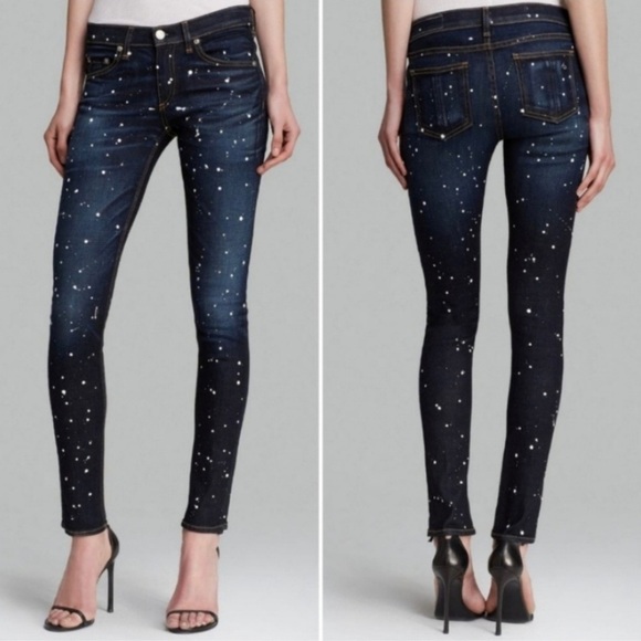 Rag & Bone Skinny Denim Jeans Anfield‎ Splash Sz 24 - Picture 1 of 10